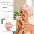 thumbnail image 3 of Gorro de ducha reutilizable Edoneery Waterproof para mujer rosa y beige, 3 of 6
