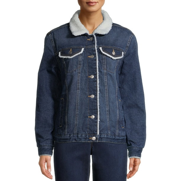 Time and Tru Time And Tru Women's Sherpa Lined Denim Medium Wash