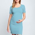 thumbnail image 2 of yoeyez Robe de Maternité pour Séance Photo Dames à Manches Courtes Col Rond Robe d'Été Unie Allaitement Robe d'Allaitement de Maternité Froncée Midi Ajustée Robes pour Femmes 2025 Bleu Clair,P, 2 of 7