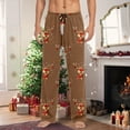 thumbnail image 2 of Christmas Pajamas Pants Mens Elastic Waist Relaxed Fit Casual Pants Bottoms Xmas Reindeer Print Gifts Loose Fit 2025 Winter Men's Sleepwear Pants Brown XL, 2 of 4