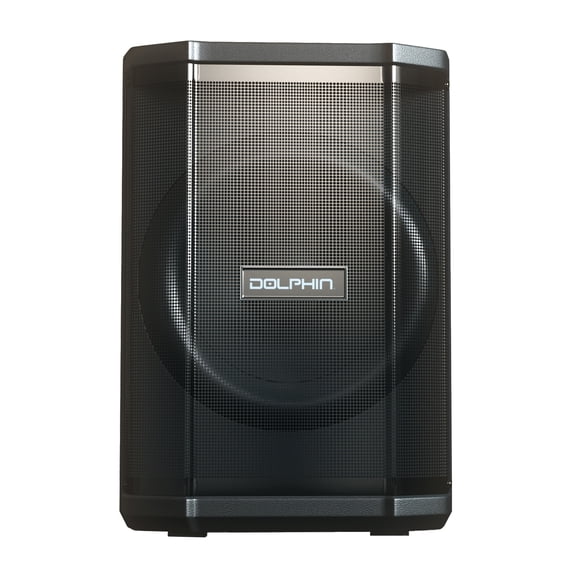 Dolphin Audio Tilt 880 Rechargeable 8-In. Portable Bluetooth Party Speaker with Tilt Function, LED Light Ring, Wireless Microphone, and Remote