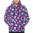 thumbnail image 2 of Bingfone Skull Blue Flower Men's Drawstring Hoodie Long Sleeve Pocket Sweatshirts-Small, 2 of 6