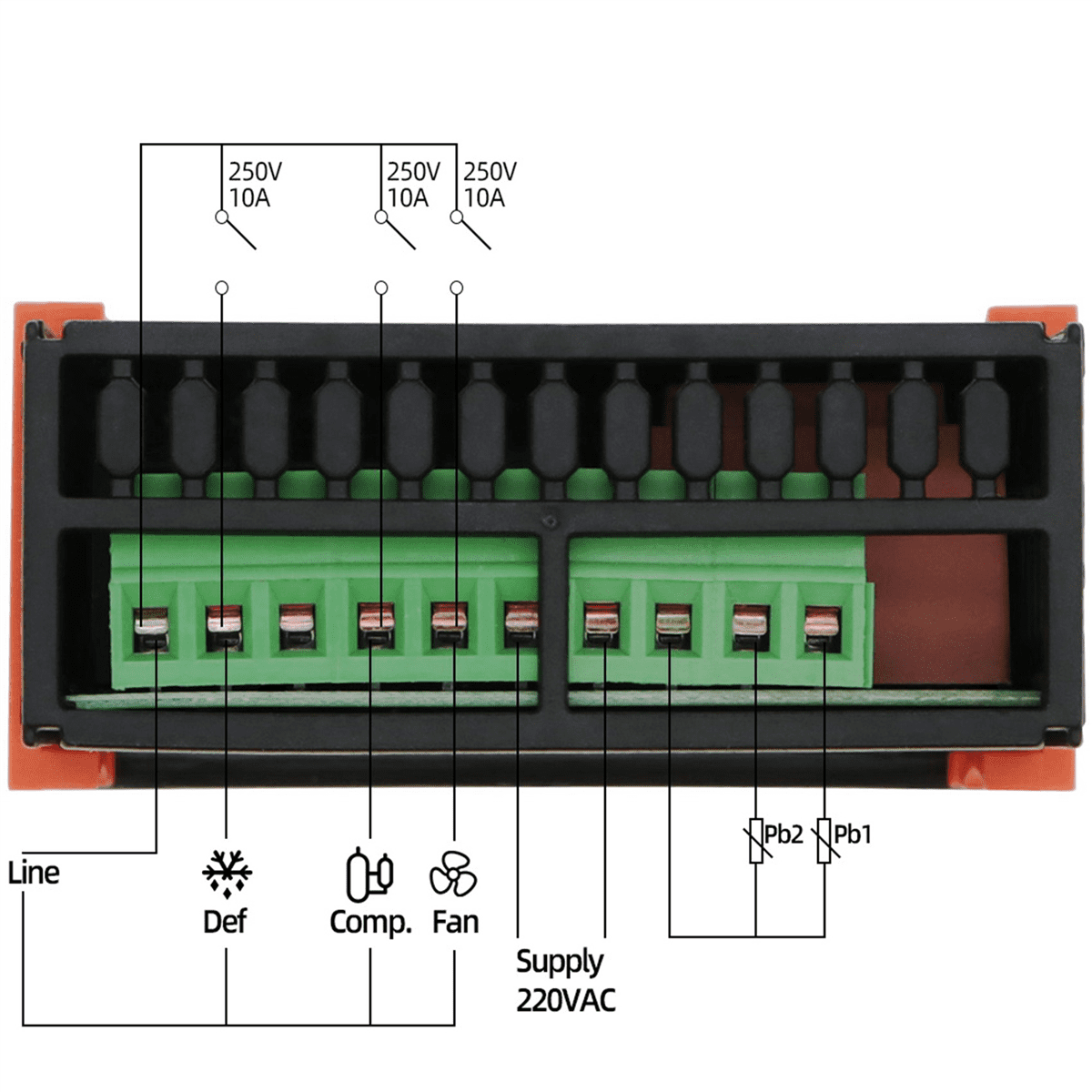 6X ETC-974 Digital Temperature Controller Microcomputer Thermostats Thermostat Refrigeration Alarm 220V Sensor