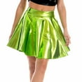 thumbnail image 2 of CENL Women Sexy High Waist PU Leather Short Skirt Club Party Dance Umbrella Dress, 2 of 9