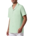 thumbnail image 4 of INSPIRE CHIC Men's Linen Shirts Camp Collar Short Sleeve Button Down Summer Beach Shirts 2XL Green, 4 of 6
