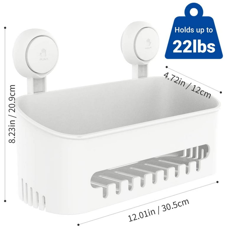 LUXEAR Suction Cup Shower Caddy, White, 22lb Capacity, Removable Shower  Shelf, No Drilling Required, Waterproof, Drainage Design, Ideal for  Bathroom