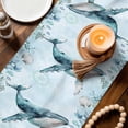 thumbnail image 4 of Coastal Whale Table Runner, Nautical Ocean Shells Seaweed Coral Washable Cotton Linen Table Runners 90 Inches Long, Dresser Scarf Runner for Dining/Coffee/Kitchen/Hallway Tables 13''x90'', 4 of 8