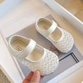 thumbnail image 4 of Gpaecead Girls Woven Mary Jane Flat Shoes Closed Toe Soft Sole Hook And Loop Adjustable Spring Summer Casual Shoes,Beige, 4 of 6