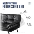 thumbnail image 3 of Atilioo Modern Hardwood Adjustable Armrests Convertible Futon Sofa Bed, Black, 3 of 10