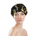 thumbnail image 3 of Balery Christmas Gold Deers Shower Caps, Double Layer Waterproof Shower Cap, Double Layers Reusable Shower Cap With Soft Comfortable For Long Thick Hair Soft Bath Shower Hair Caps, 3 of 9