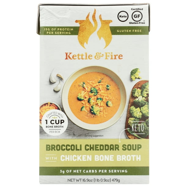 Kettle And Fire Keto Soup Broccoli Cheddar Chicken Bone Broth, 16.9 Oz