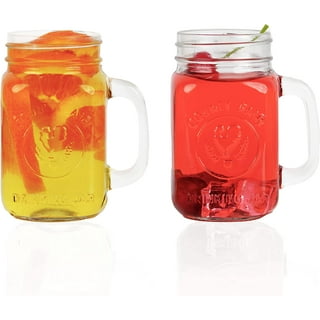 Glaver's Mason Drinking Jars – Set of 4, 16 Oz Clear Glass Jars – With  Convenient Handle and Ice-Col…See more Glaver's Mason Drinking Jars – Set  of 4