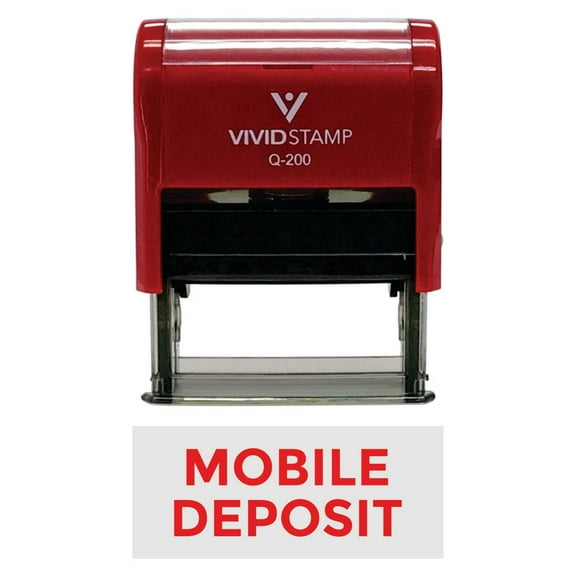 Vivid Stamp MOBILE DEPOSIT Self-Inking Office Rubber Stamp (Red) - Medium