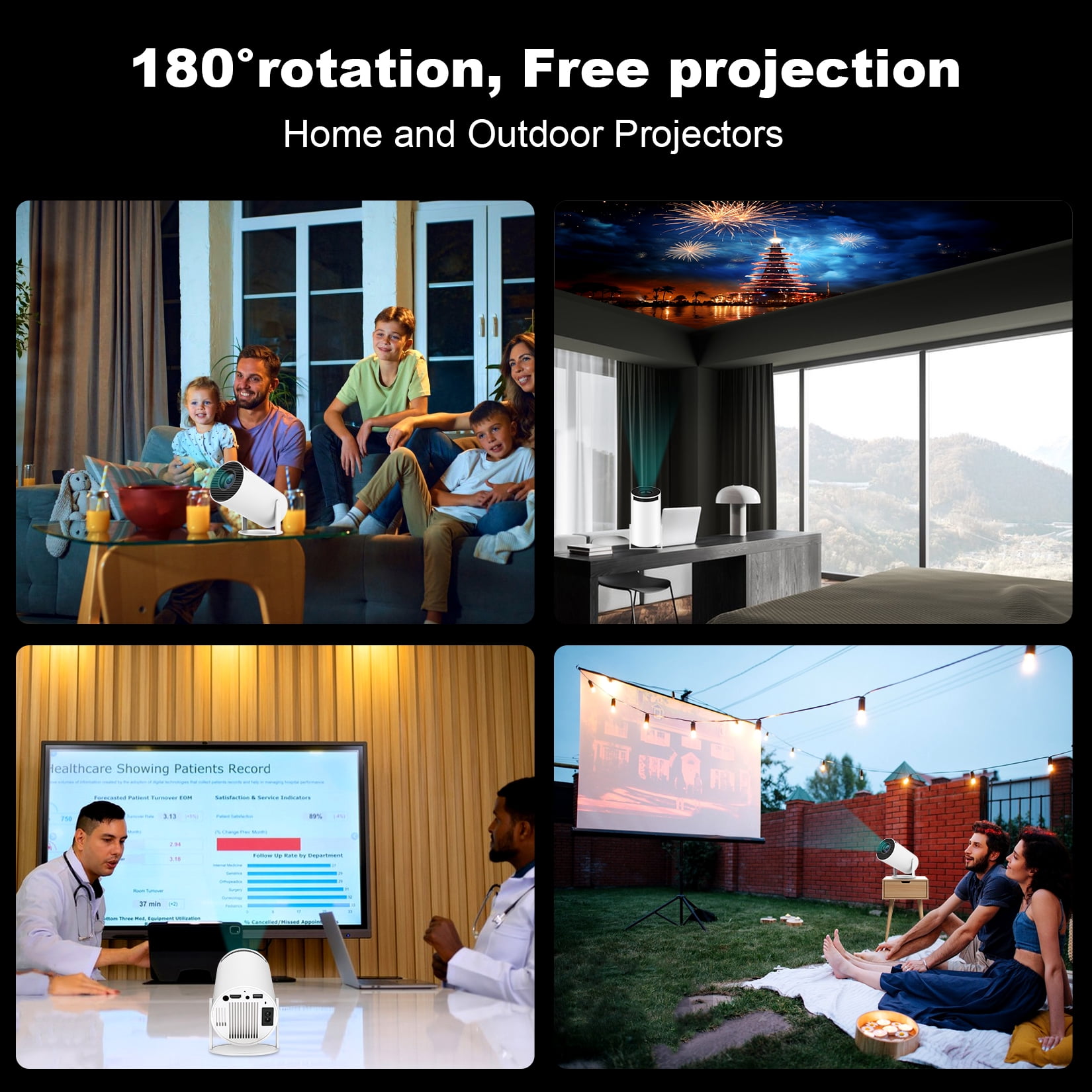 DREAMfair HY300 Mini Projector – 4K Support, 5W Hi-Fi Audio, WiFi/BT Connectivity, 180° Adjustable – UPGRADE Your Home & Outdoor Viewing