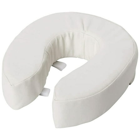DMI Toilet Seat Cushion, 4 Inch Height, White Vinyl, Foam Padding, Attaches with Hook-and-Loop Straps, 12.5 x 16 in