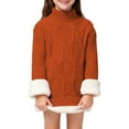 thumbnail image 3 of YunPes Boys Girls Cable Knit Sweater Kids Thick Fleece Lined Mock Neck Long Sleeve Pullover Shirt Winter Warm Solid Tops, 3 of 6