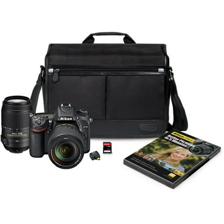 Nikon Black D7100 24.1MP Digital SLR Camera Kit, Includes AF-S DX 18-140mm and AF-S 55-300mm Lenses, DSLR Messenger Bag, 32GB Memory Card, Nikon School DVD and Wireless Mobile Adapter