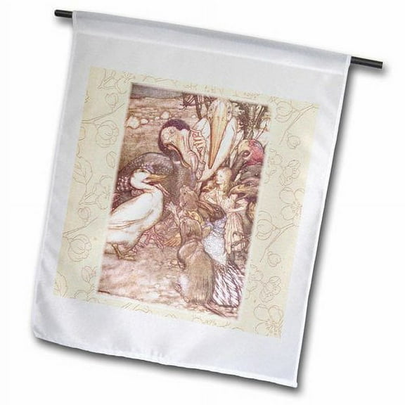 3dRose, Animals and Alice Vintage Alice in Wonderland, 18 x 27 inch Garden Flag