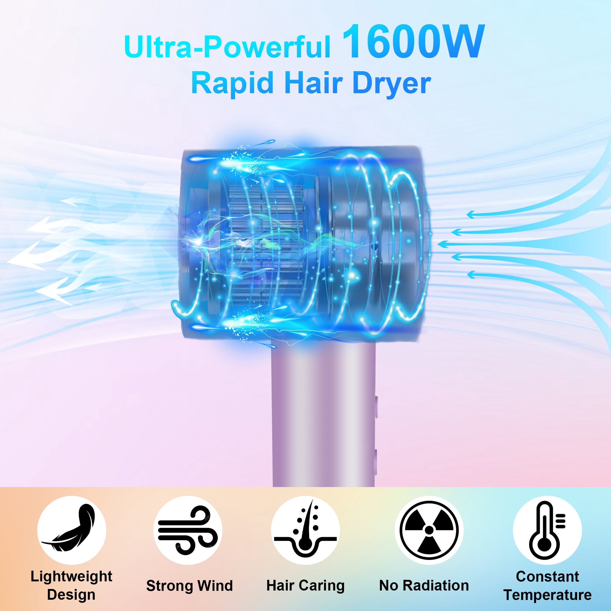 Pentantan Ionic Hair Dryer, 110,000 RPM High-Speed Blow Dryer with 3 Heating, 2 Speed, Lightweight for Home, Travel, Salon, Gift