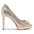 thumbnail image 3 of Lauren Lorraine Candie 12 Rhinestone Peep Toe Platform Wedding Prom Dress Pumps (Nude, 8), 3 of 5