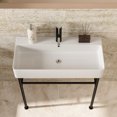 thumbnail image 3 of 32" Console Sink Overflow - White Porcelain Basin, Black Legs, Elegant Bathroom Accessory Ceramic High-temperature Forged, 3 of 4