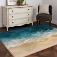 thumbnail image 6 of Rectangle Rug 4x6ft Area Rug, Teal Blue Coastal Ocean Beach Theme Area Rugs for Living Room Bedroom, Wave Coastal Sandbeach Floor Mat Non-Slip Non-Shedding Carpet Indoor Accent Rugs, 6 of 9