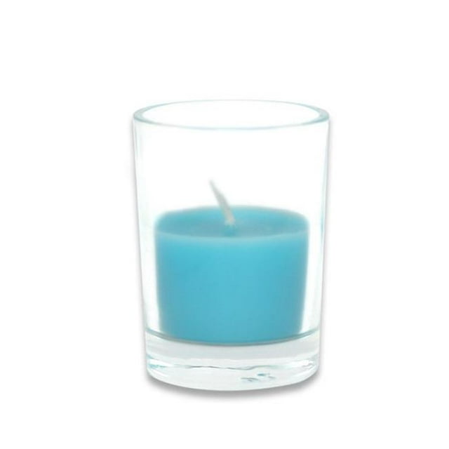 CVZ-024-8 Bougies Chauffe-Plat Rondes en Verre, Turquoise - 96 Pcs