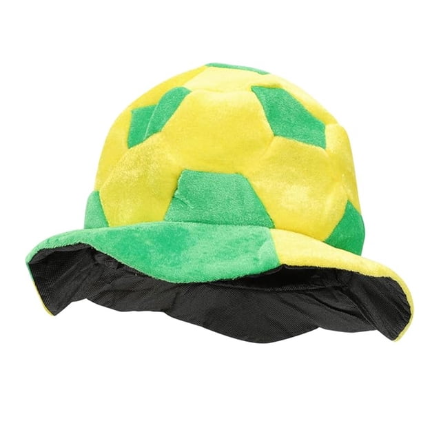 Adults Hat Soft Plush Comfortable Universal Fit Football Cap Yellow Green Football Shape Party Carnival Cheering Tool Fan Accessory