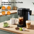 thumbnail image 4 of Single Serve Coffee Maker with Built-in Detachable Milk Frother, Iced and Hot Machine for K Cup & Grounds, 40oz Removable Water Reservoir, 6 Sizes, Fits 7.3" Travel Mug, Black, 4 of 5