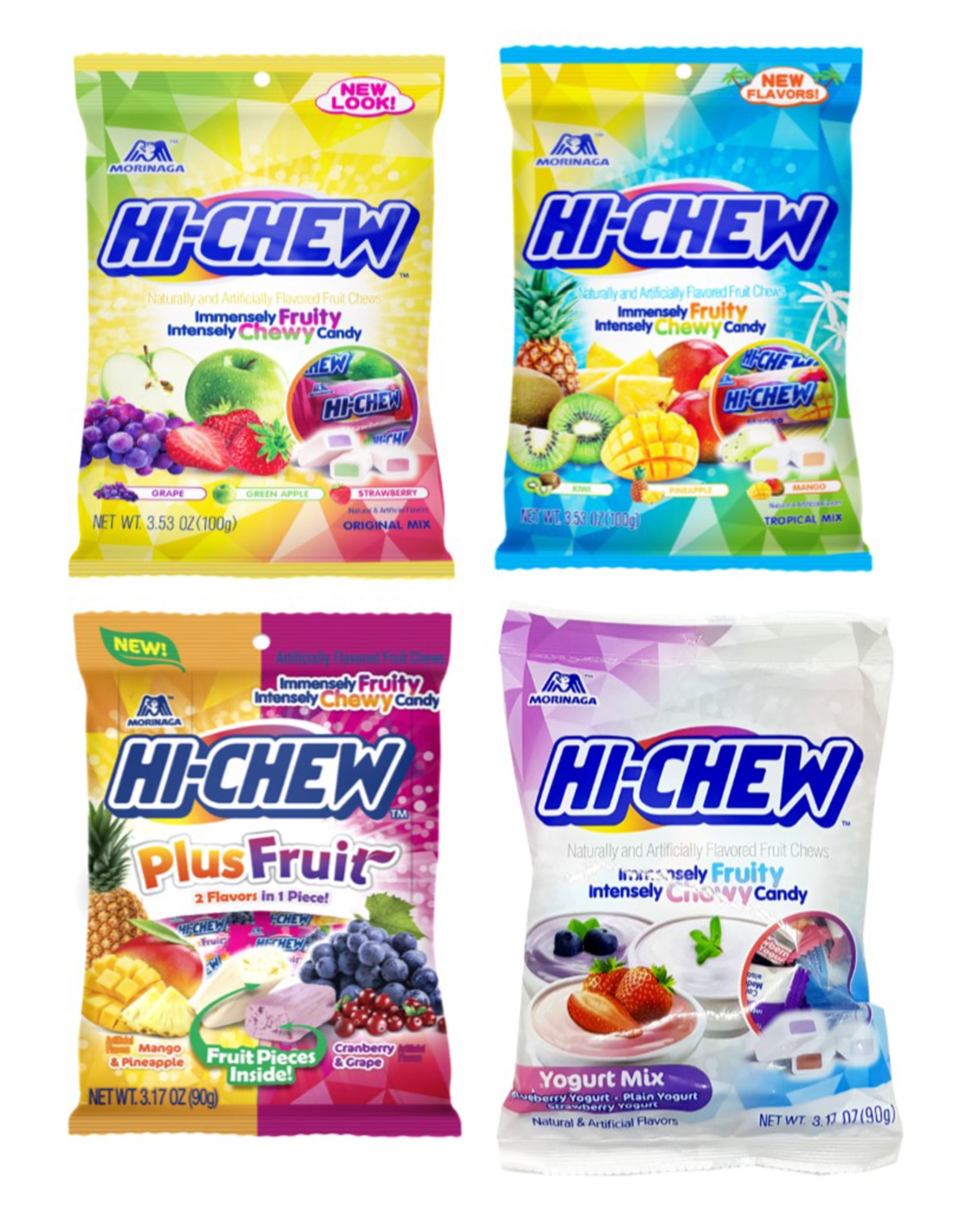 HiChew Fruit Chewy Candy Peg Bag Mix 4 Pack Variety Original