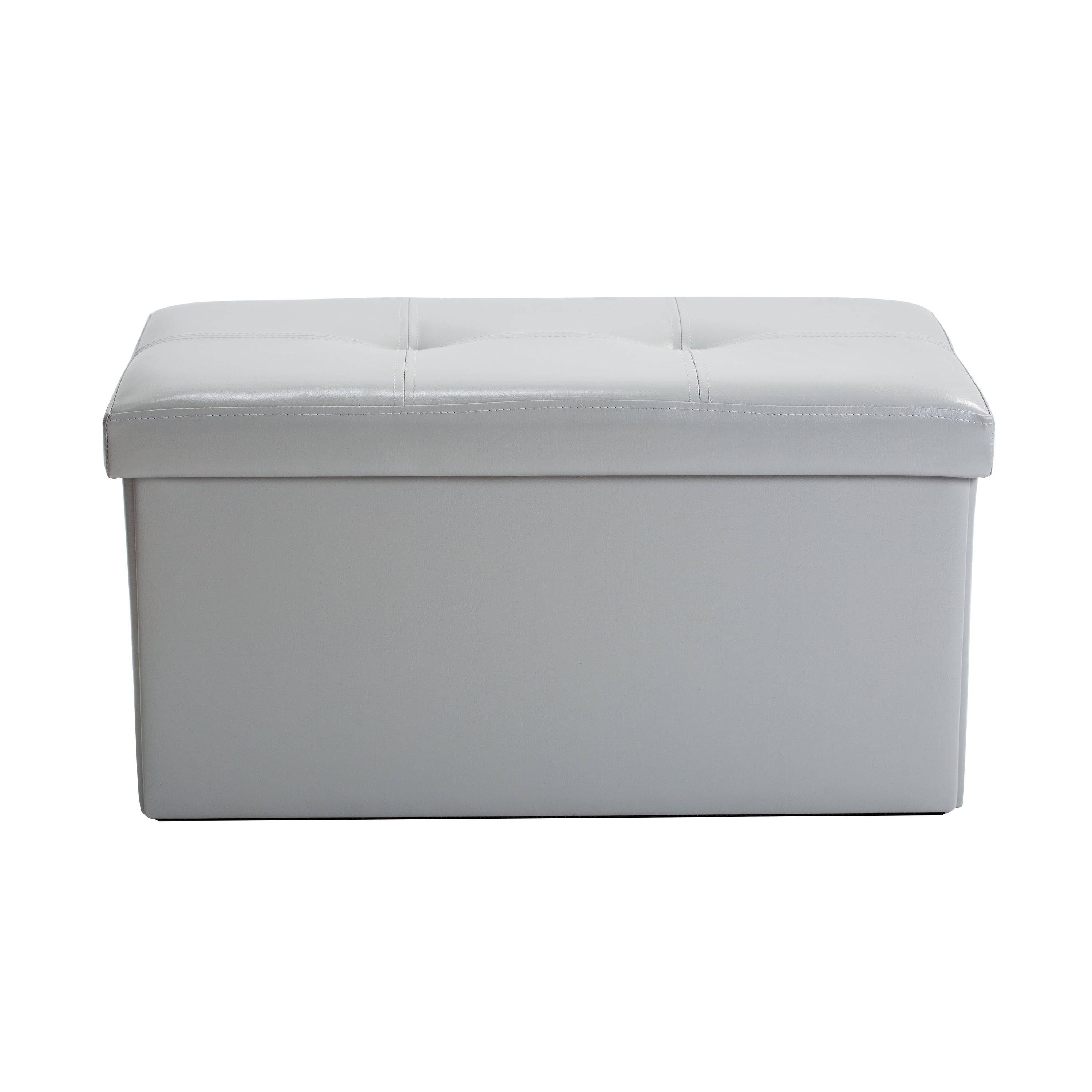 Simplify Laux Leather Double Folding Ottoman, Gray (30x16x16)