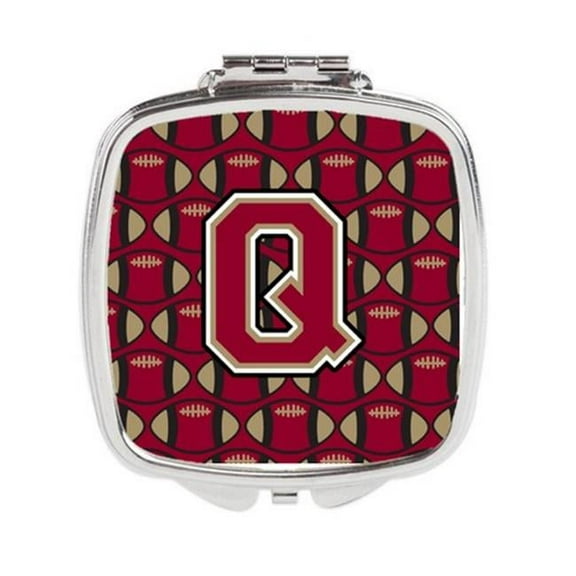 Letter Q Football Garnet & Gold Compact Mirror