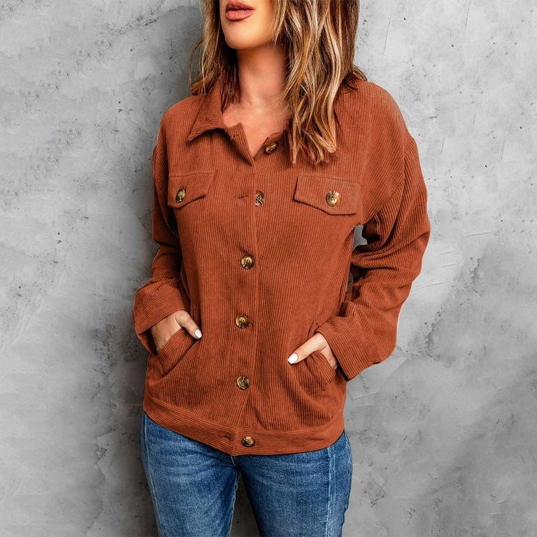 Jeans Corduroy Coat Womens Uk Women's Corduroy Jacket Solid Color