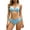 Blue, variant on QURATI Swimwear Neck Tie Front Bikini Set: Adjustable Side Tie Bottoms Flattering Two Piece Swimwear Black L