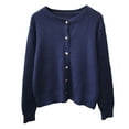 thumbnail image 3 of Cardigan Sweaters for Women 2025 Long Sleeve Button Down Crewneck Oversized Cozy Knit Cardigan Sweater Jacket Tops, 3 of 5