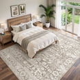 thumbnail image 4 of Roxstand 8x10 Area Rugs for Living Room, Stain Resistant Floral Vintage Washable Rugs, Non-Slip Thin Farmhouse Brown Rugs(8'x10', Brown), 4 of 11
