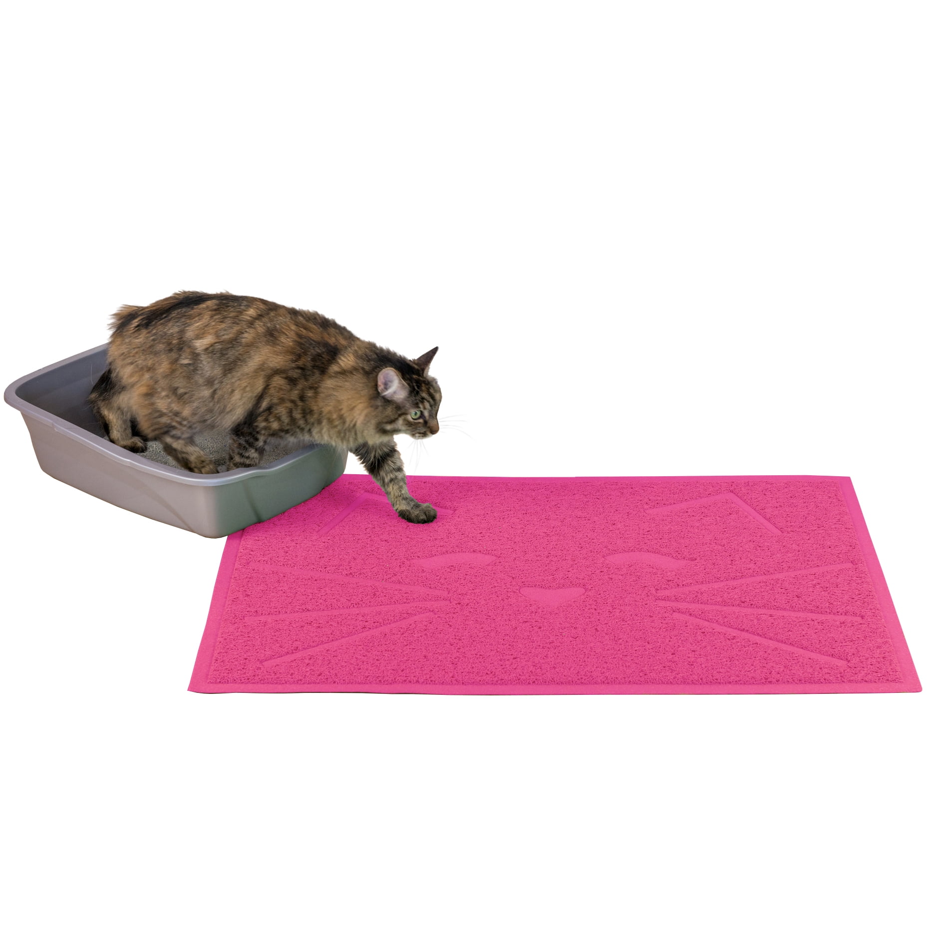 Time to Roar Original Ribbed Foam Cat Litter Mat, Lilac Medallion