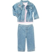 Disney - Newborn Girls' Marie 3-Piece Denim Jacket Set