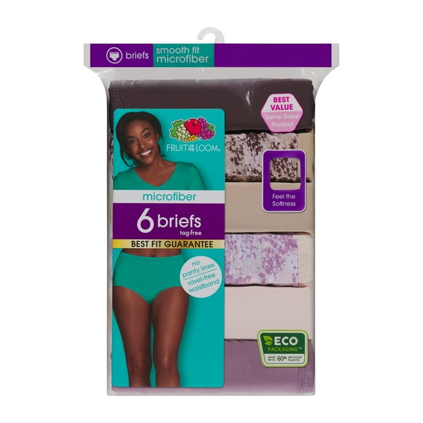 Fruit Of The Loom Womens Microfiber Brief Panty 6 Pack, 6, Assorted 