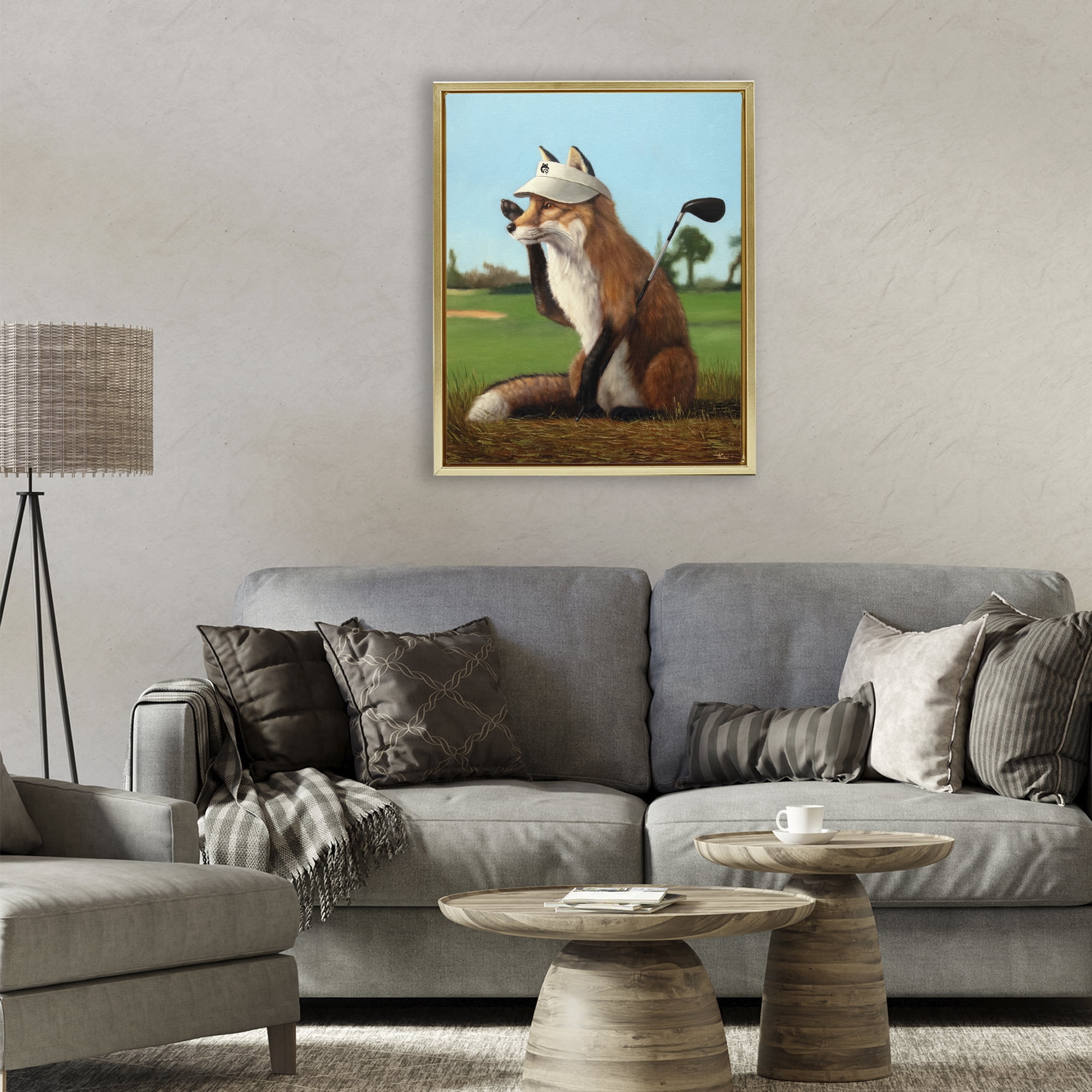 Stupell Industries Fox Drive Golfer Gold Framed Floater Canvas Wall Art, design by Lucia Heffernan