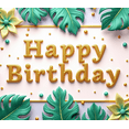 thumbnail image 4 of Yatrandify Tropical Design Happy Birthday Banner Decorative Pineapple Leaves Backdrop for Birthday Celebration Party, 4 of 6