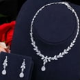 thumbnail image 6 of Luxury Leaf Cubic Zirconia Silver Plated Wedding Necklace Jewelry Set, 6 of 9
