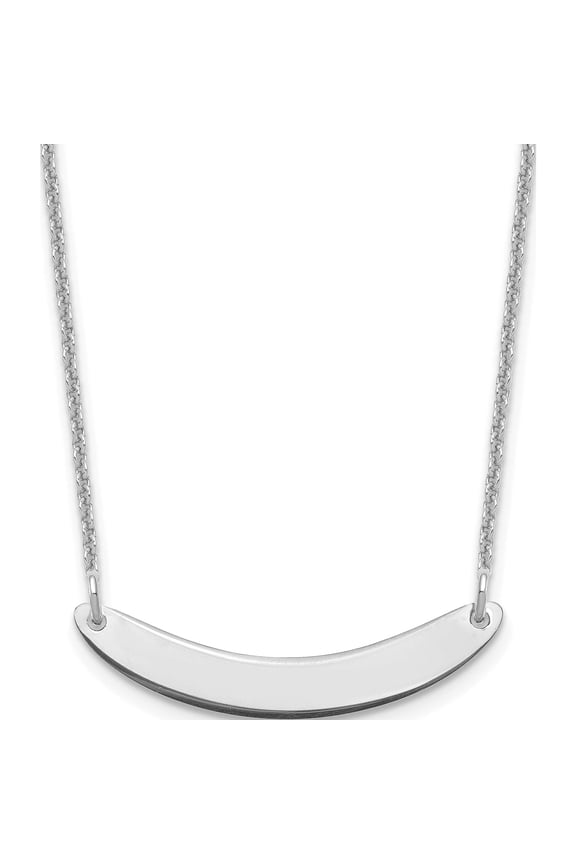 Custom Personalized 14K White Gold Small Polished Curved Blank Bar Necklace 14k White Gold: Jewelry by Sweet Pea - Made in USA