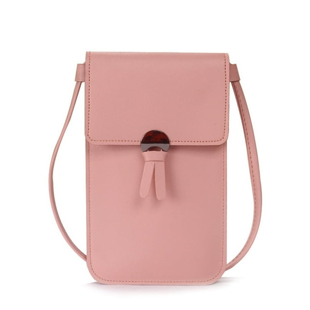 Bolso de teléfono táctil para mujer - Bolso bandolera de cuero con ranuras para tarjetas, ventana transparente para todos los teléfonos, bolso pequeño para cartera