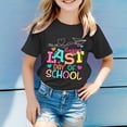 thumbnail image 2 of XAOFW Girl's T-Shirts Childrens Letter Printed Crewneck Short Sleeved T Shirt For Boys Girls Party Night Versatile Top, 2 of 4