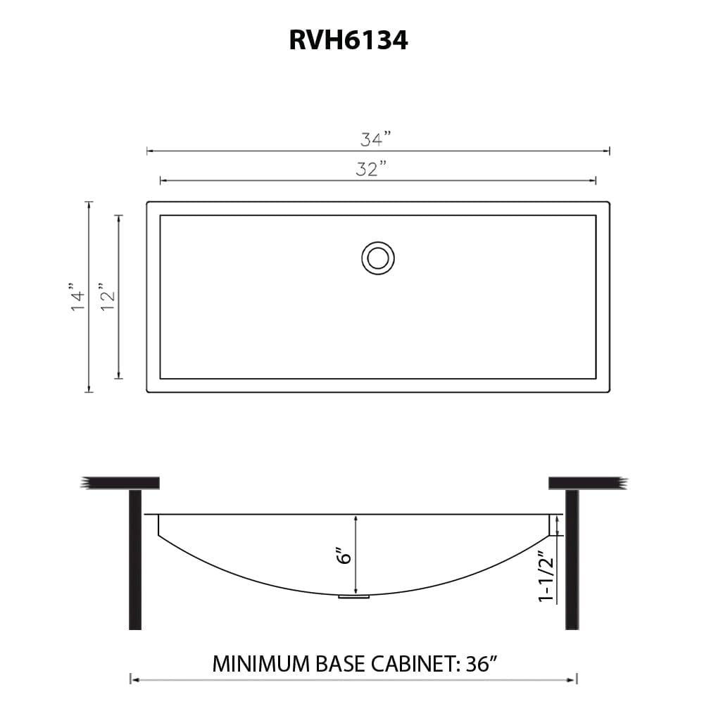 Ruvati 34 x 14 inch Gunmetal Black Stainless Steel Rectangular Bathroom Sink Undermount