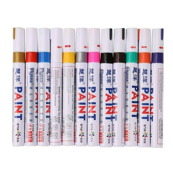 Pompotops 12 Colors Sets Fine Paint Oil Based Art Marker Pens Metal Glass 96ML