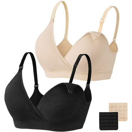 

Knosfe 2 Pack Comfort Lightly Wireless Bra for Women Breastfeeding Bras Women s Sexy Hands-Free Maternity Bra