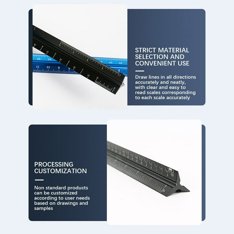 BGZLEU Set of 3 Aluminum Engineering Scale Metal Ruler Set