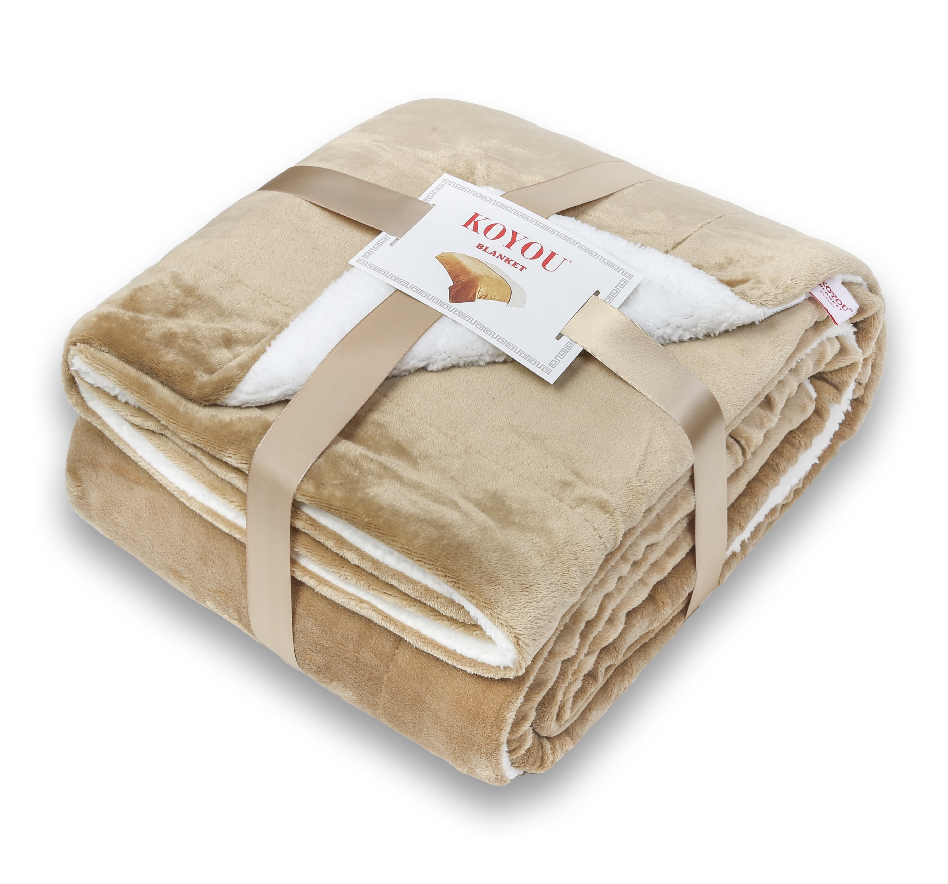 KOYOU Super Soft Plush Sherpa Borrego Blanket Queen Throw